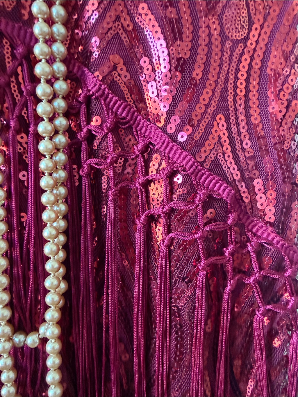 Wine Red Sequin Fringe Cocktail Dress. Flapper Costume. — image 2 of 4
